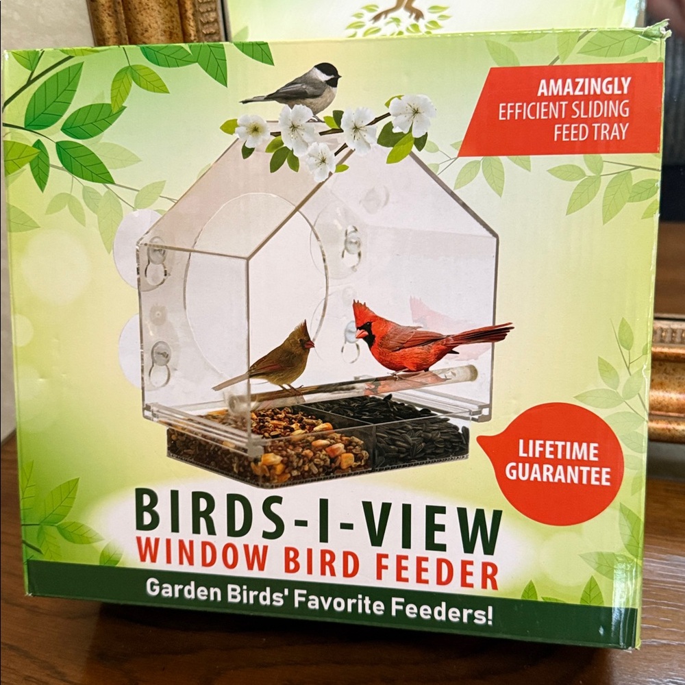 Window Bird Feeder by Nature Anywhere with Sliding Tray. Clear.